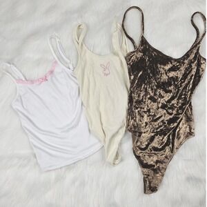 Brandy‎ Melville Velvet Bodysuit Playboy Strawberry Kiss Preppy Bundle